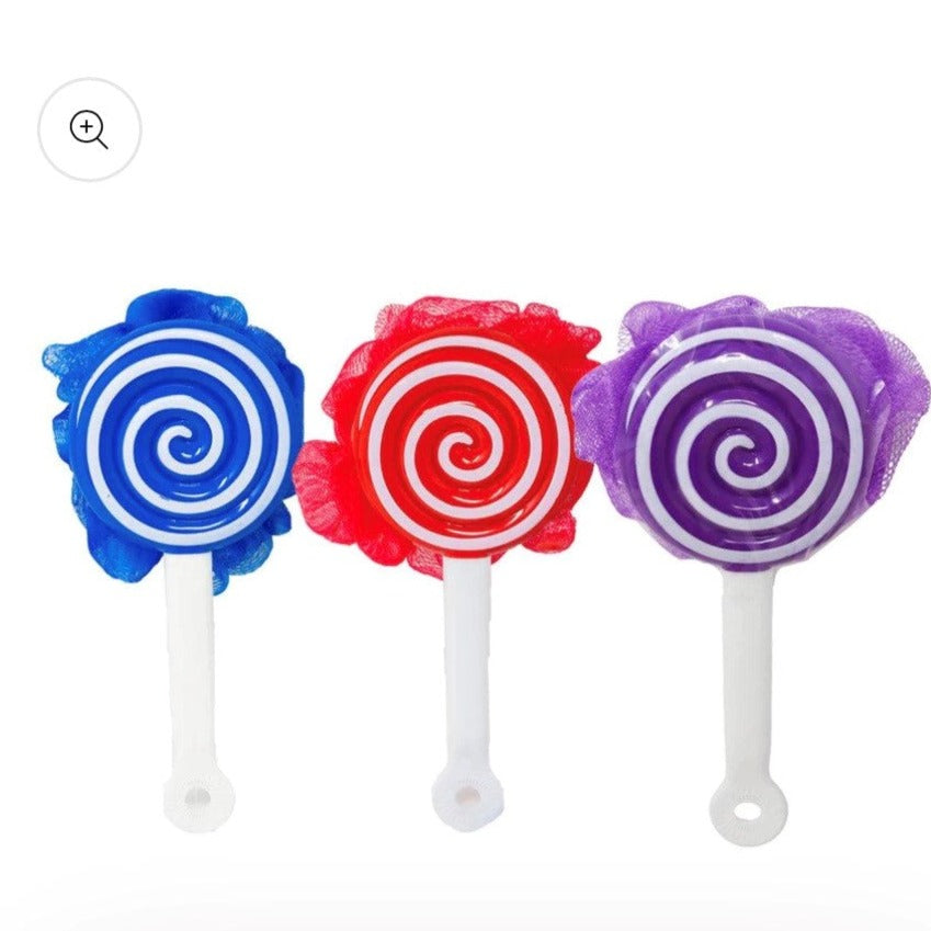 Lollipop Soft Mesh Pouf Bath Brush